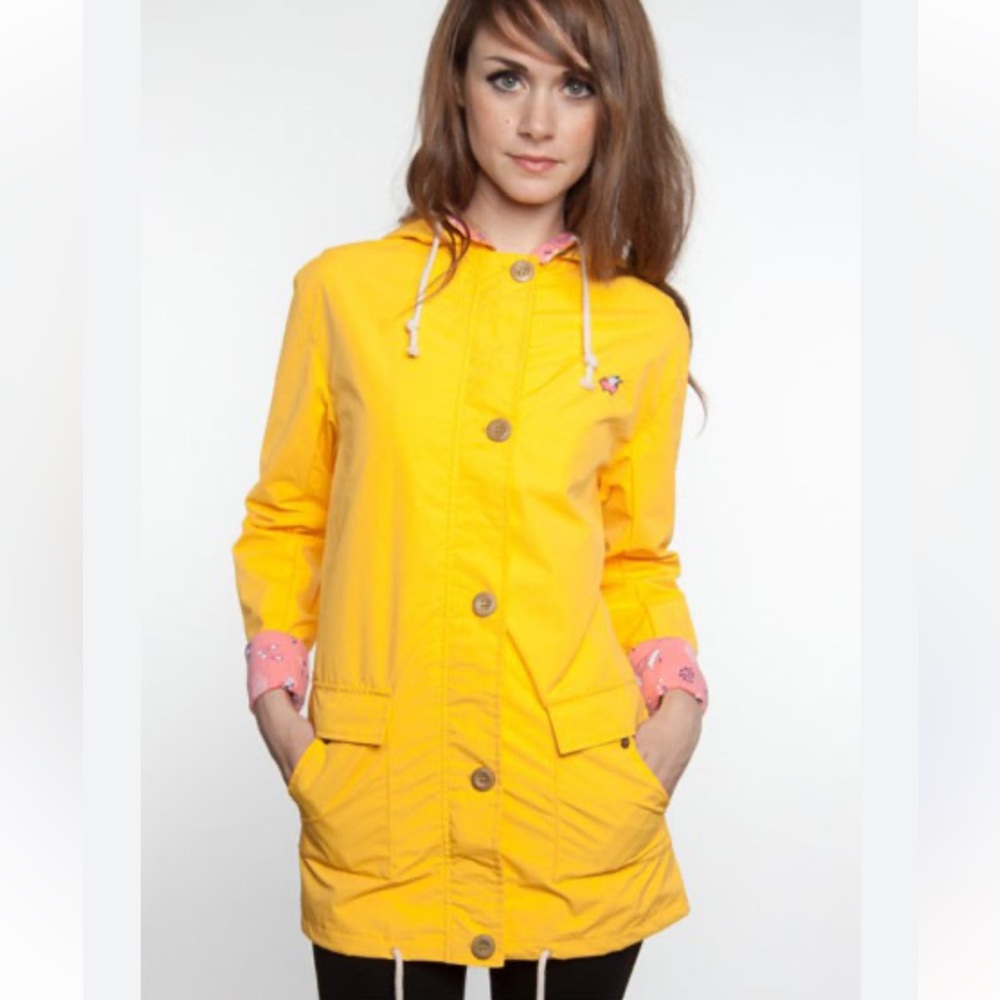 Glamour Kills Sunny Yellow Hooded Utility Jacket with Pink Trim